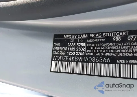 2017 Mercedes-Benz E 300 4Matic z USA, uszkodzony, nr VIN WDDZF4KB9HA086366